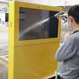Use water gun to violently test the waterproof function of outdoor digital signage